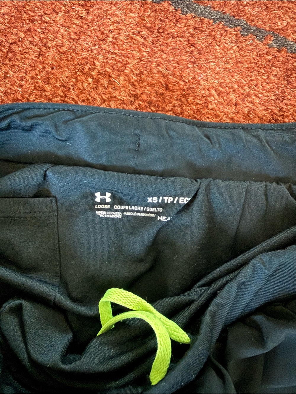 Under Armour Black Athletic Shorts with Lime Accents - Picture 2 of 2